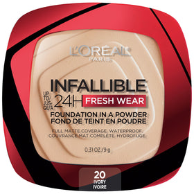 L'Oreal Paris compact front showing sleek packaging and portable convenience