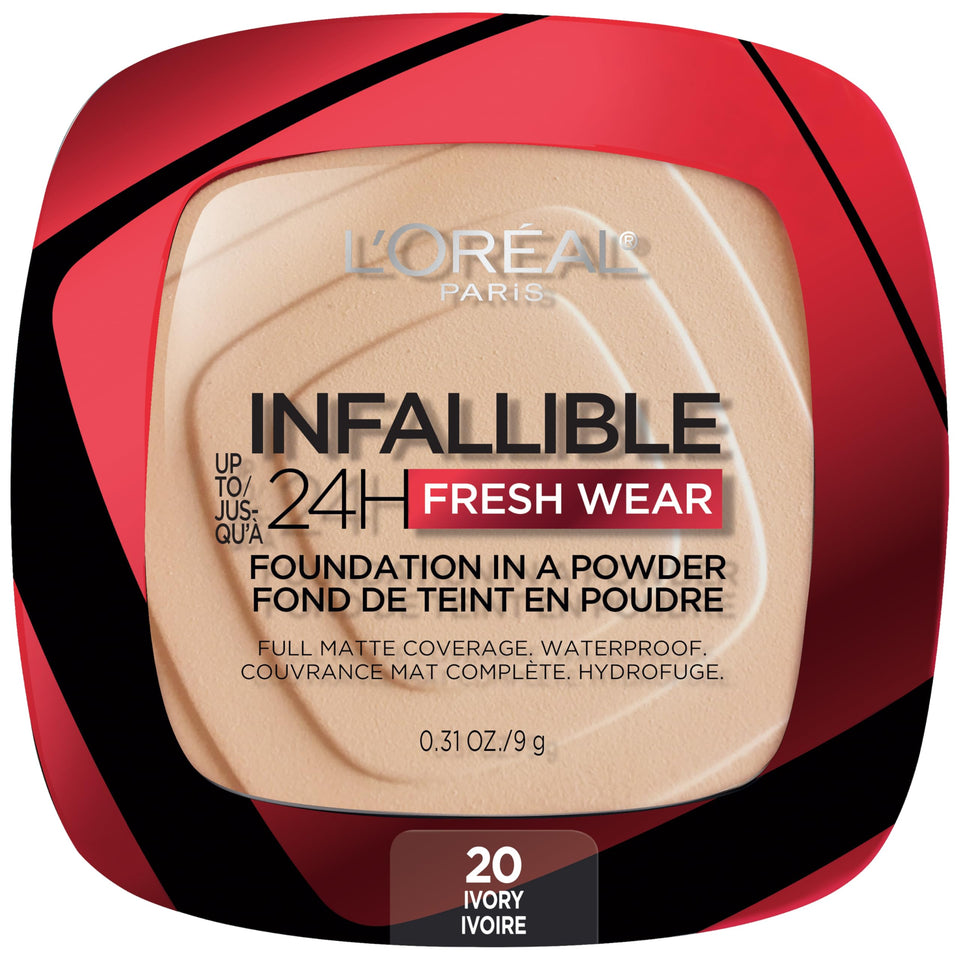 L'Oreal Paris compact front showing sleek packaging and portable convenience