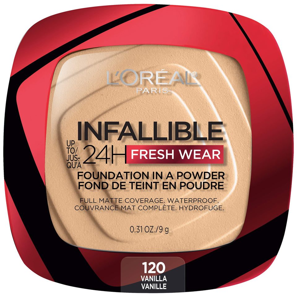 L'Oreal Paris compact front showing sleek packaging and travel-ready design