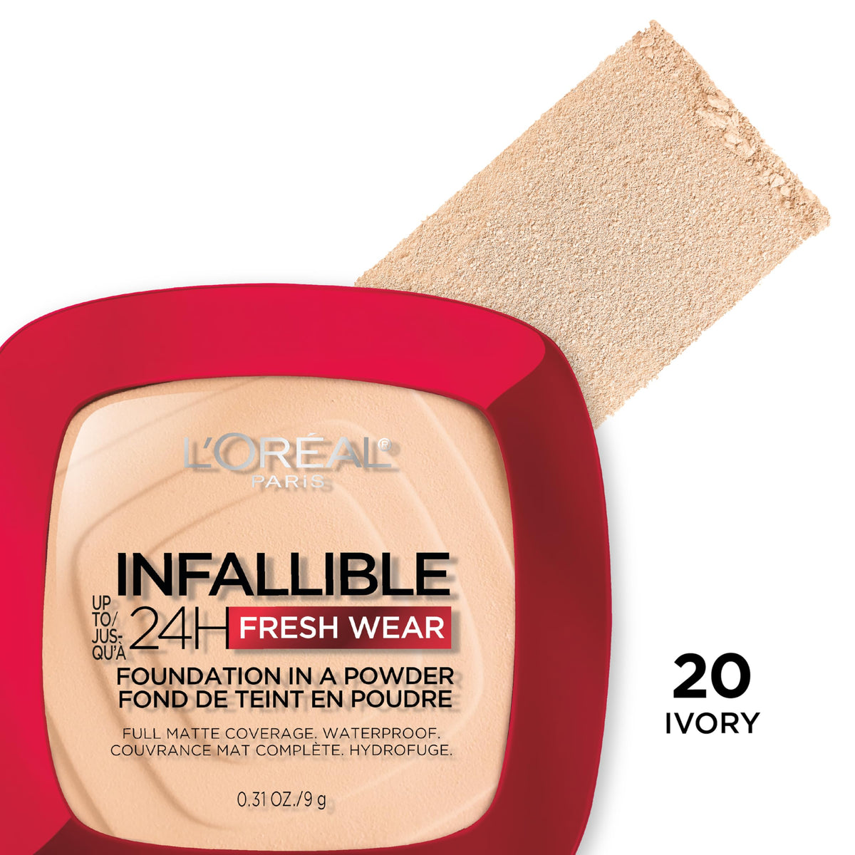 L'Oreal Paris compact beside coin to show product size and portability benefit