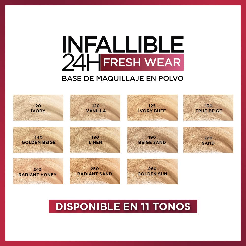 L'Oreal Paris swatch of Linen shade illustrating true-to-skin color match