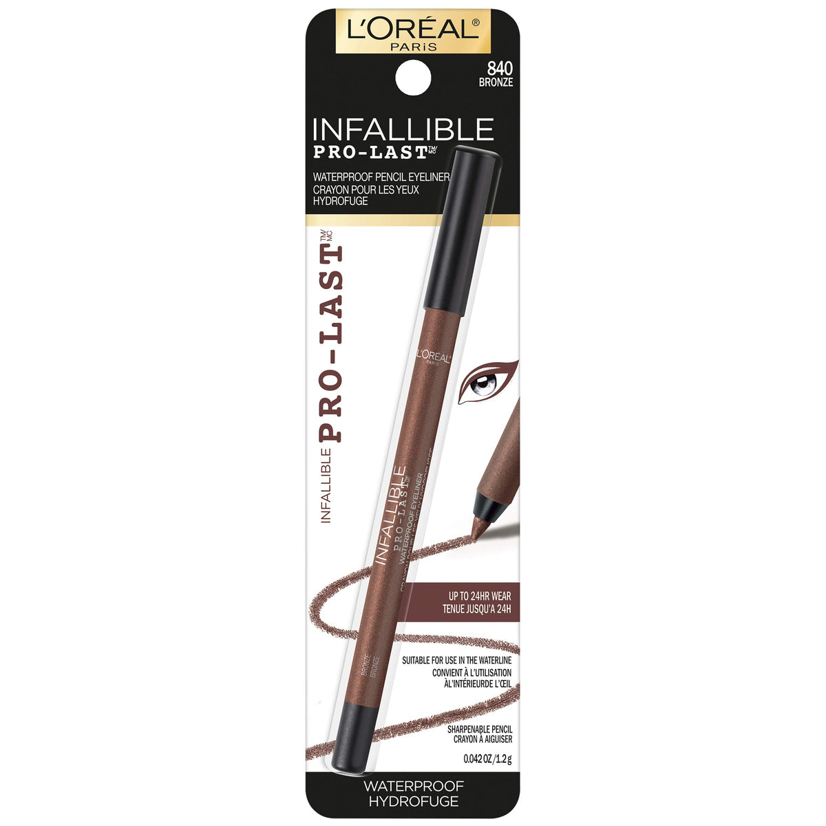 L'Oreal Paris pencil tip close-up highlighting precise application benefit