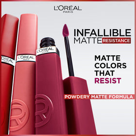 L'Oreal Paris texture swipe on paper displaying powdery matte finish and smooth payoff
