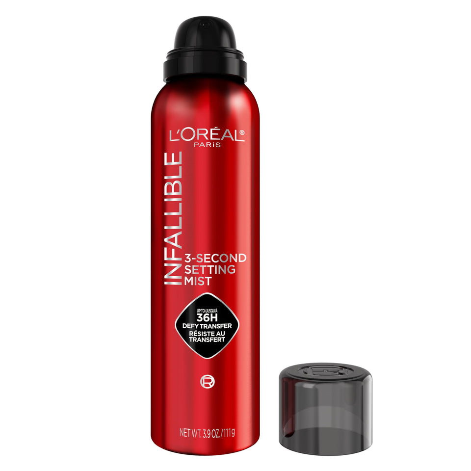 L'Oreal Paris front packaging showing full spray bottle and size benefit