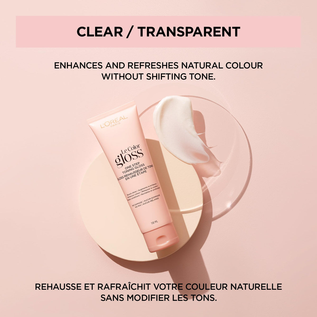 L'Oreal Paris label and ingredients detail showing coconut oil base and free-from claims for gentle care