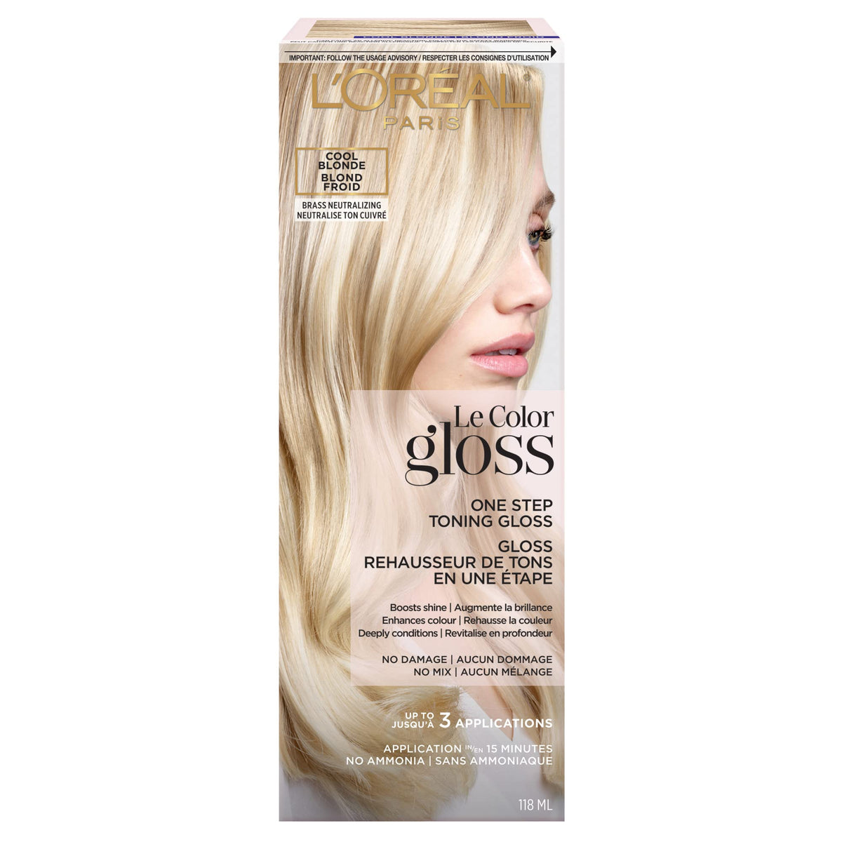 L'Oreal Paris front tube image showing Cool Blonde packaging and benefit of easy toning