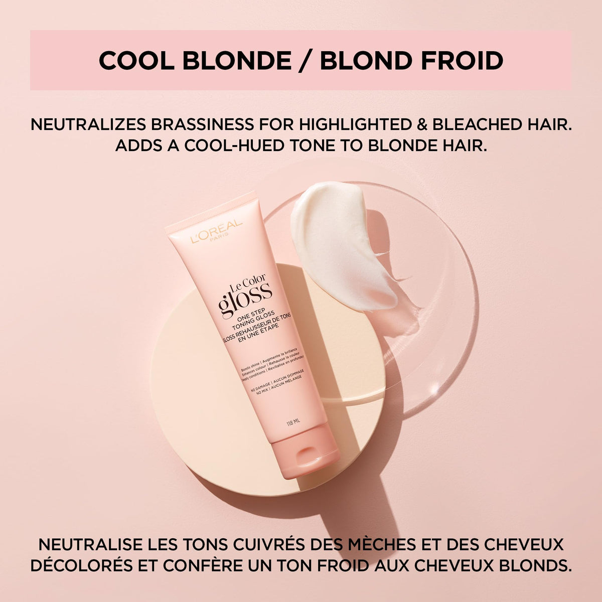 L'Oreal Paris size comparison showing 4 ounce tube and how many applications it provides