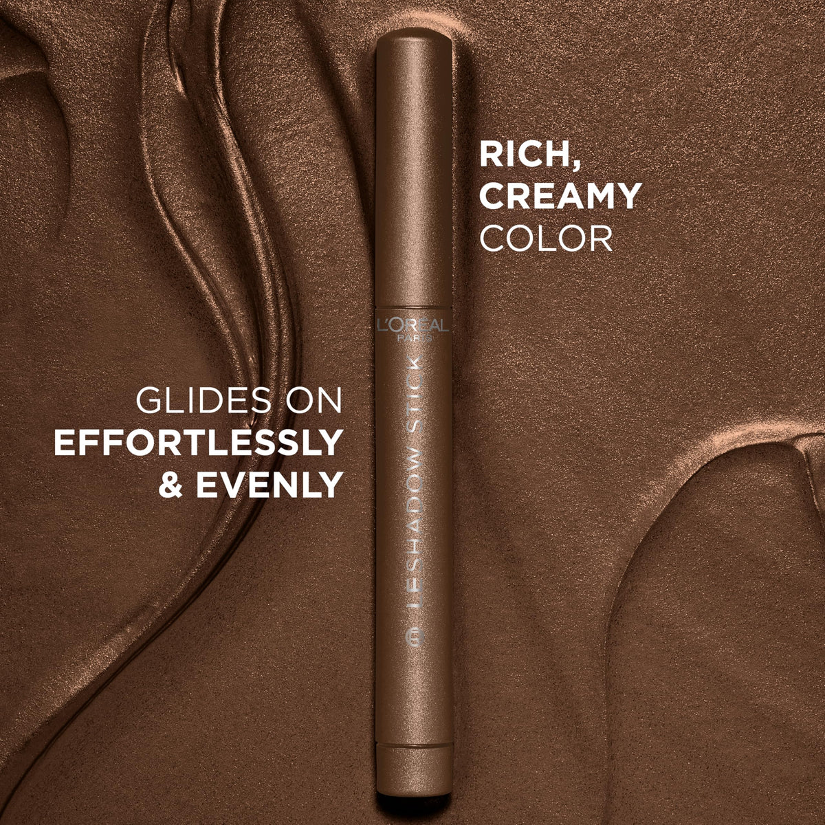 L'Oreal Paris applying Le Shadow Stick to eyelid demonstrating quick, no-brush convenience