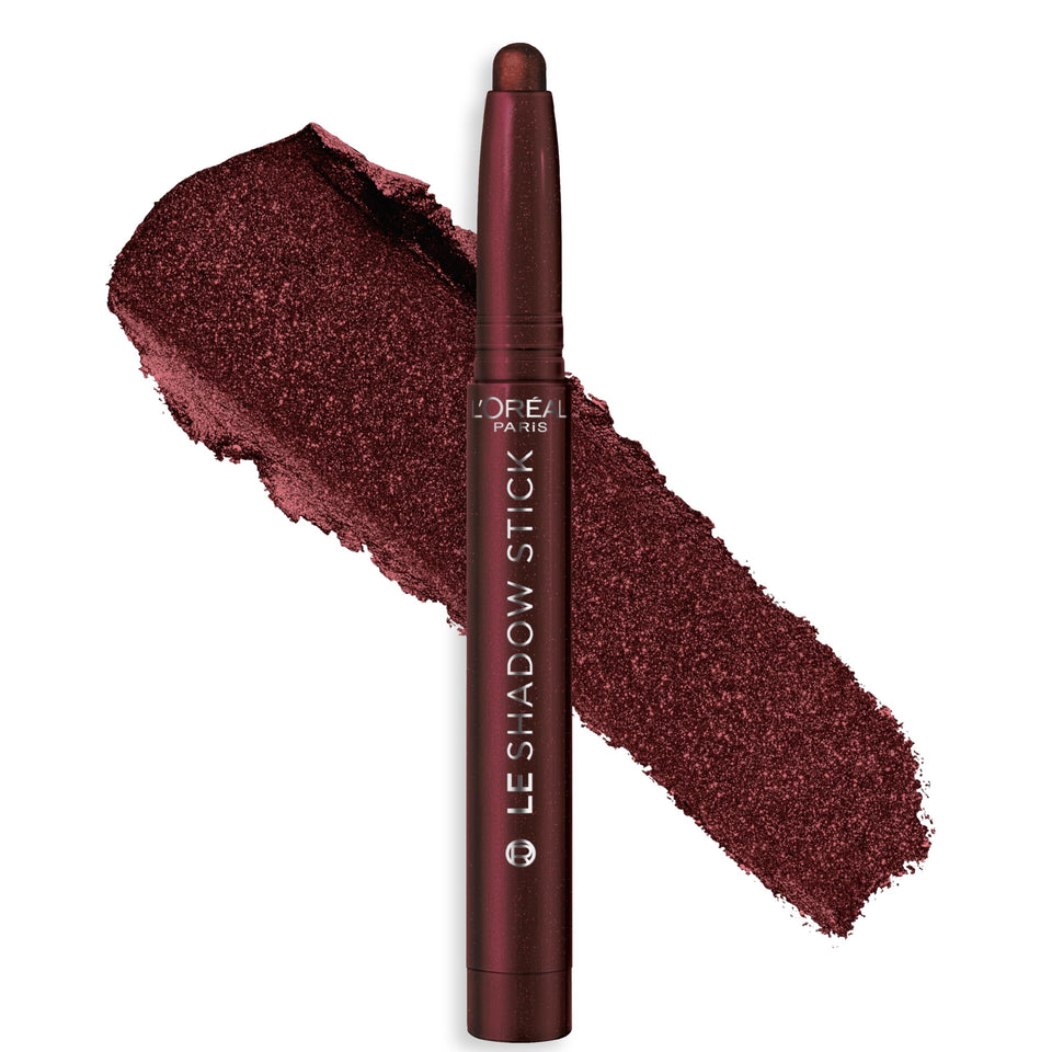 L'Oreal Paris Le Shadow Stick front view showing Starry Bordeaux and rich payoff