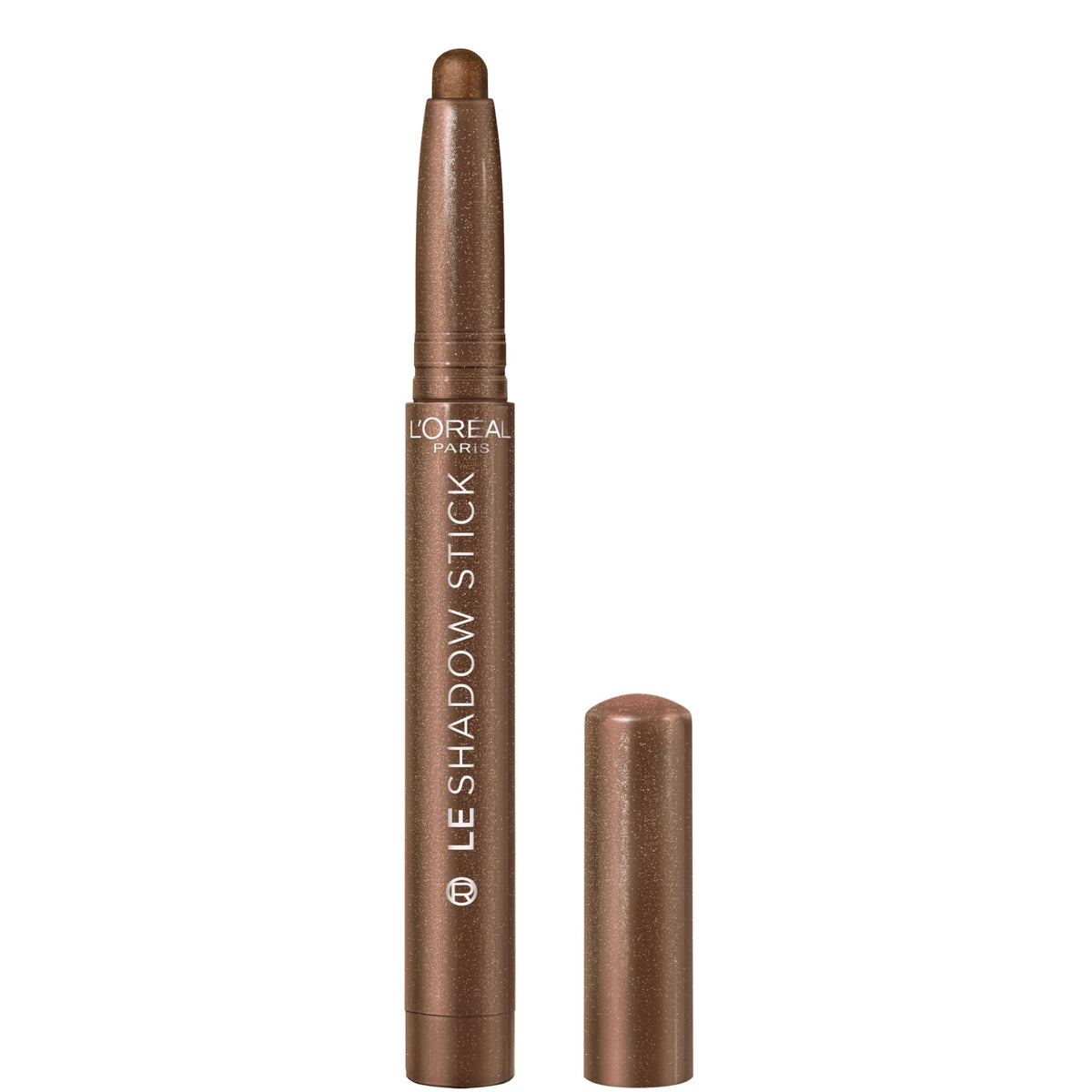 L'Oreal Paris front packaging of Le Shadow Stick Brown Abyss shows shade and benefits