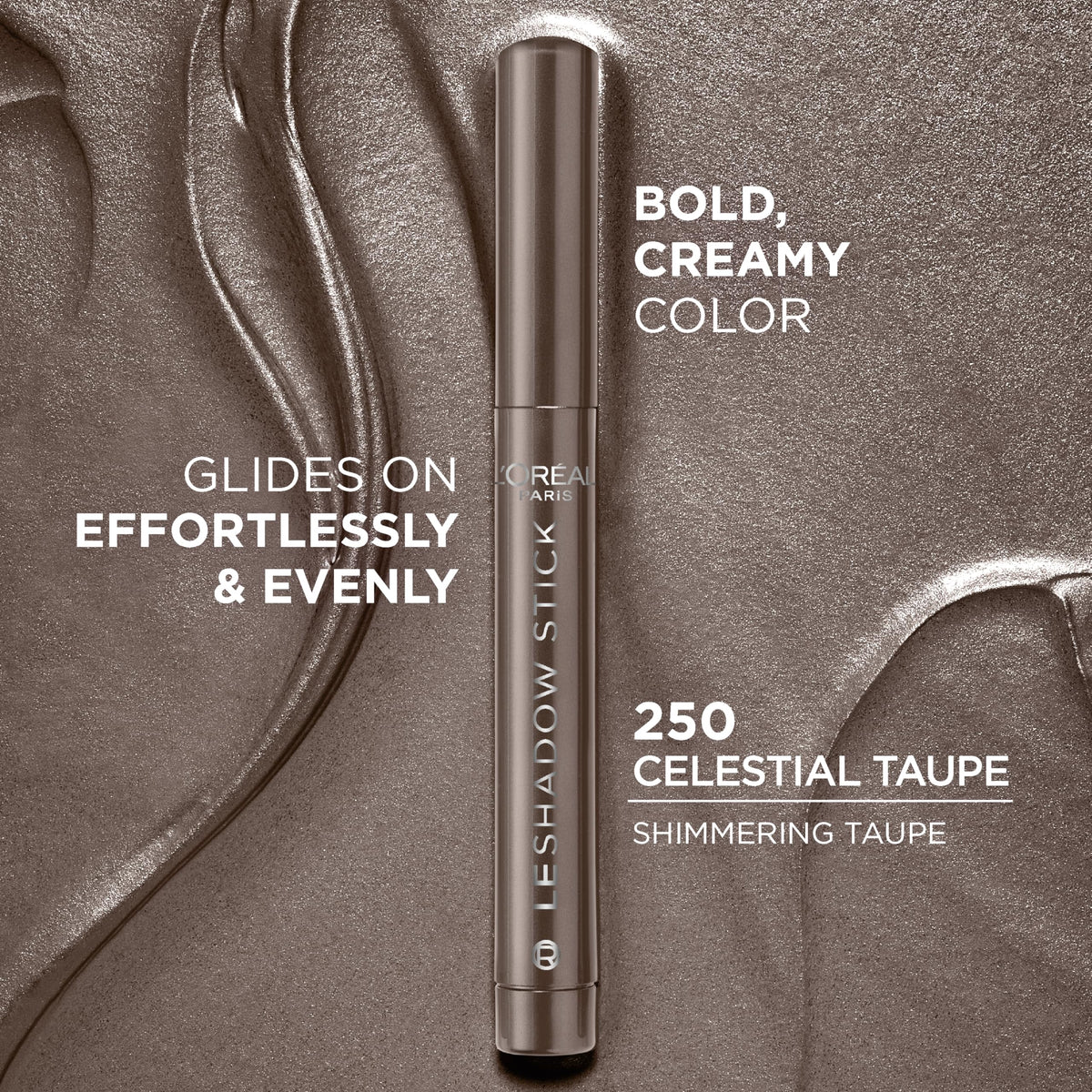L'Oreal Paris Le Shadow Stick extended tip showing creamy retractable applicator for precision