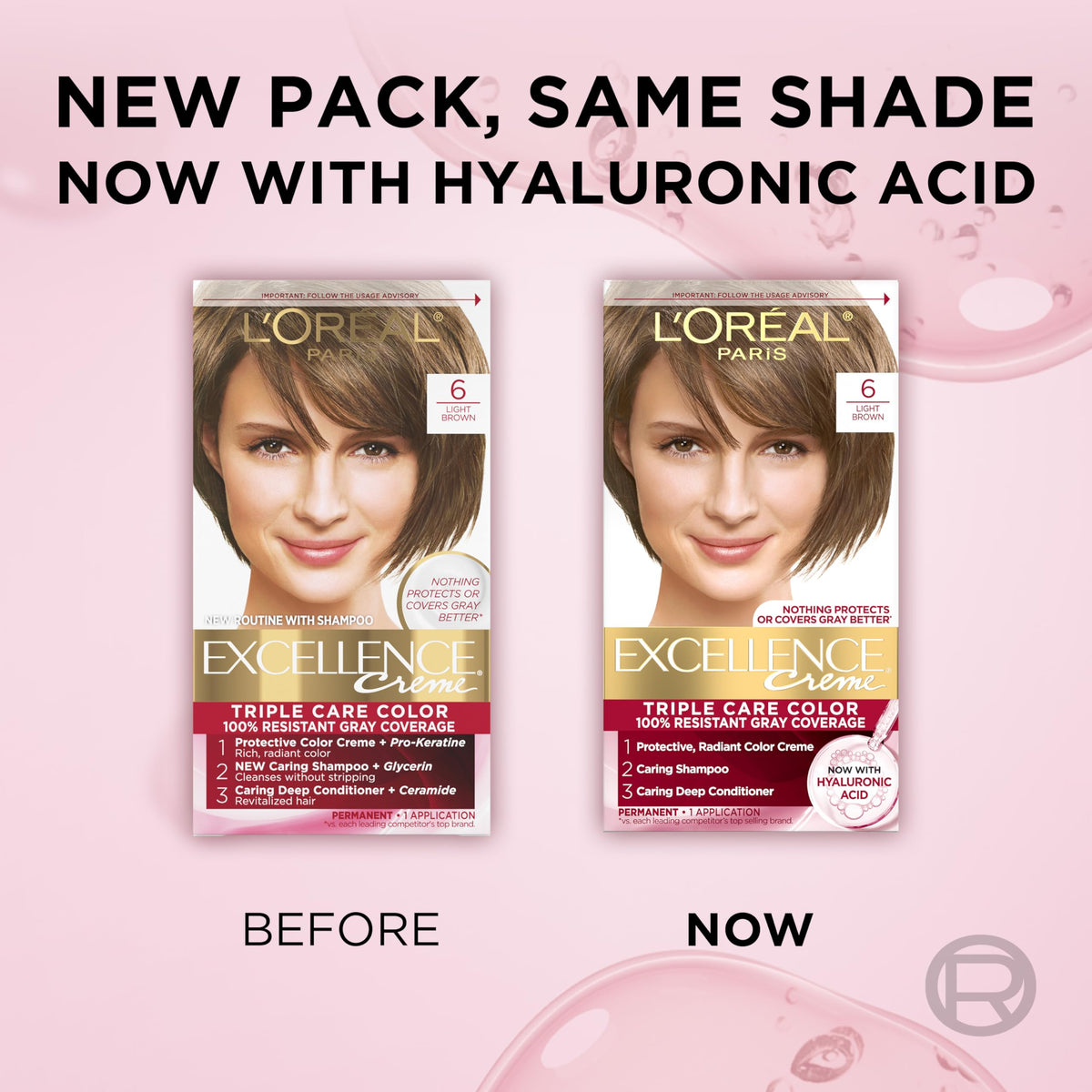 L'Oreal Paris after-color shiny hair in lifestyle scene, highlights radiant color benefit