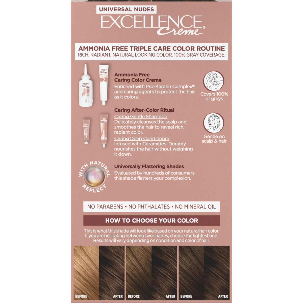 L'Oreal Paris styled model hair in natural brown showcasing final look