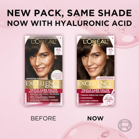L'Oreal Paris styled dark ash brown hair showcasing natural finish