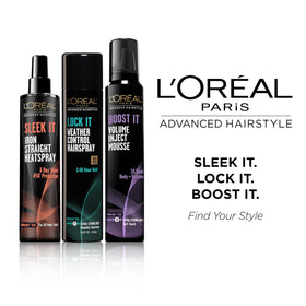 L'Oreal Paris LOCK IT used outdoors to protect hairstyle from humidity