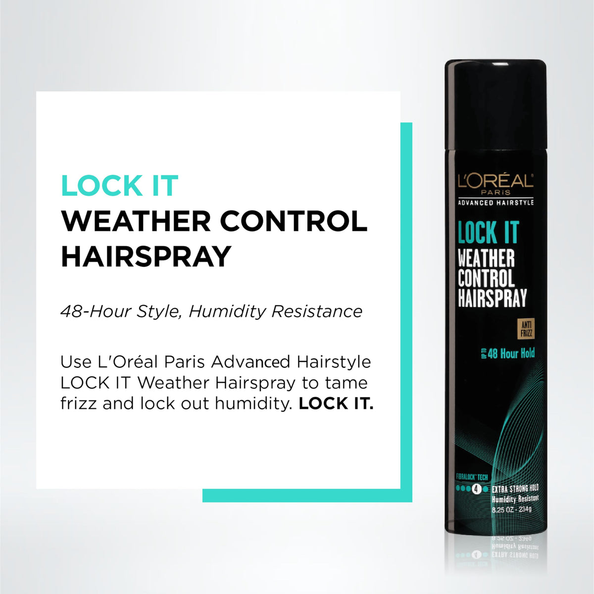 L'Oreal Paris LOCK IT nozzle close-up demonstrating easy, even spray