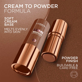 L'Oreal Paris blending demo of Lumi Bronze stick on cheek using sponge for natural warmth