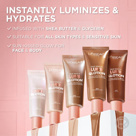 L'Oreal Paris applied to shoulder showing bronzing drops for body glow
