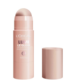 L'Oreal Paris front packaging of Lumi Le Glow stick showing shade name and compact design