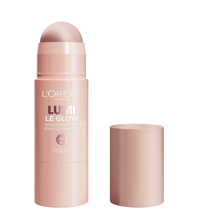 L'Oreal Paris front packaging of Lumi Le Glow stick showing shade name and compact design