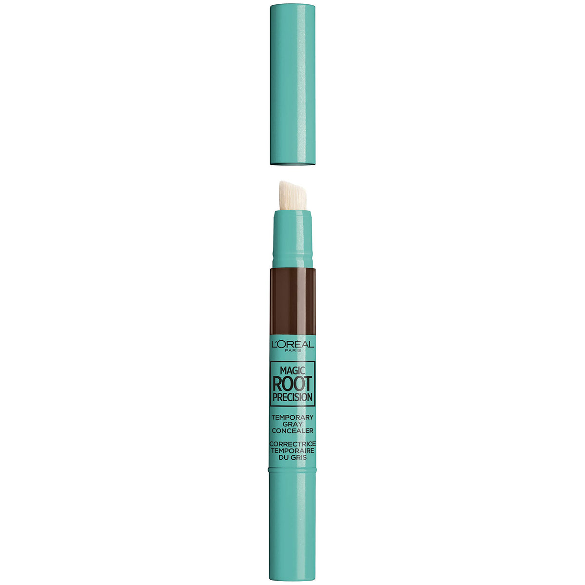L'Oreal Paris precision brush tip close-up showing fine control for tiny gray hairs