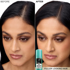 L'Oreal Paris applied at hair parting blending gray roots for natural finish