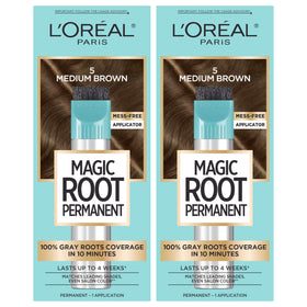 L'Oreal Paris front packaging showing shade 5 medium brown and coverage claims