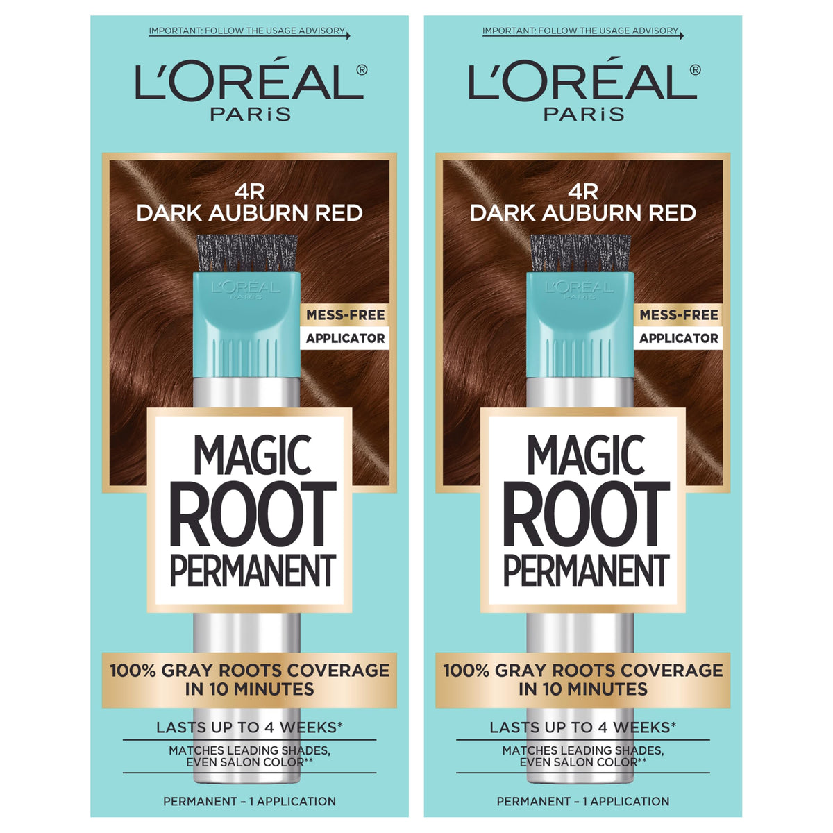 L'Oreal Paris front packaging showing kit benefits and shade, quick root fix