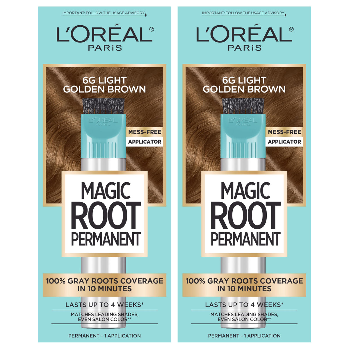 L'Oreal Paris front packaging of Magic Root kit showing shade and benefits