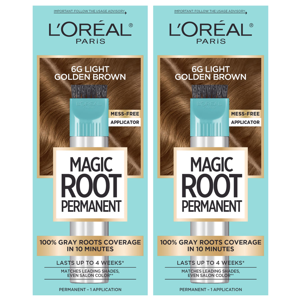 L'Oreal Paris front packaging of Magic Root kit showing shade and benefits