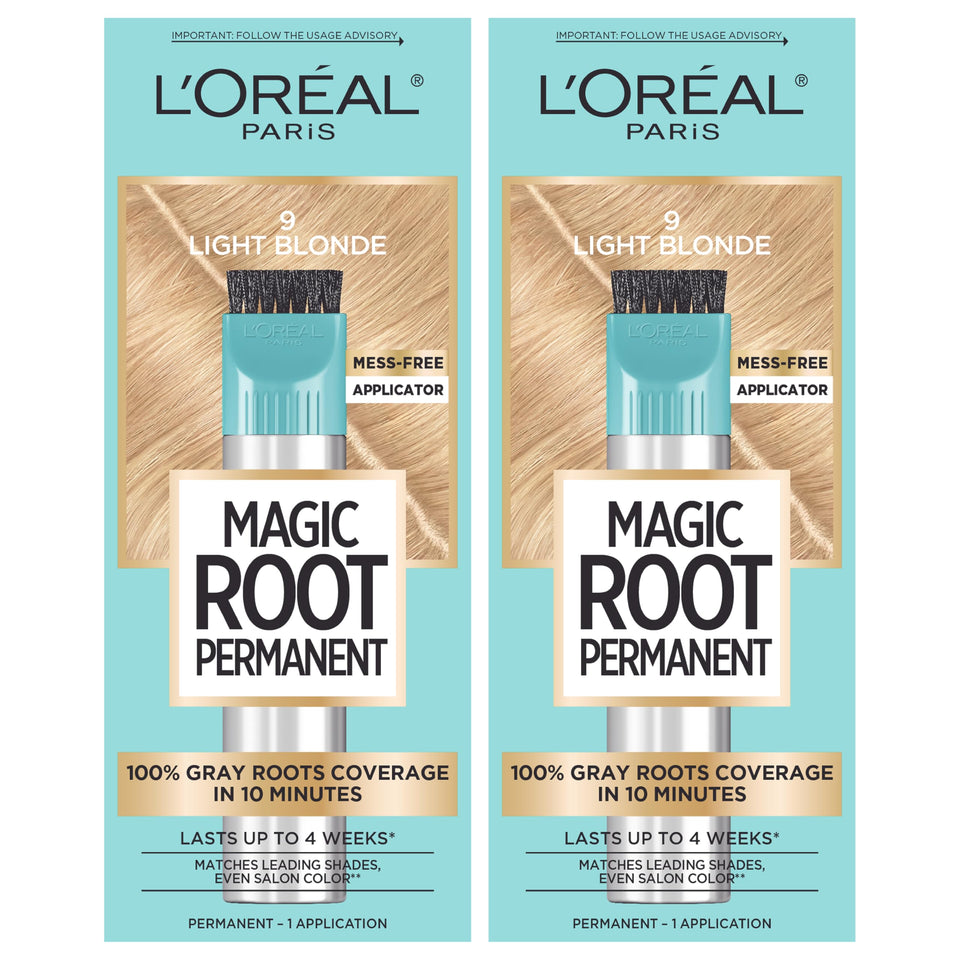 L'Oreal Paris front packaging showing kit and shade, quick root coverage benefit
