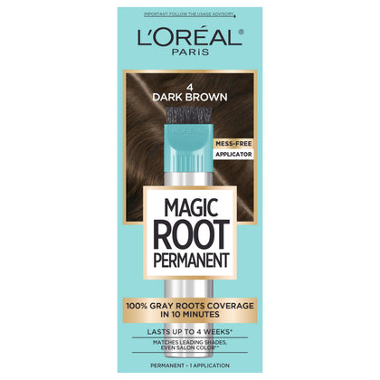 L'Oreal Paris front packaging of Magic Root Rescue showing kit benefits and shade