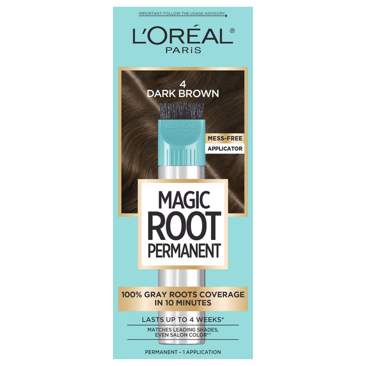 L'Oreal Paris front packaging of Magic Root Rescue showing kit benefits and shade