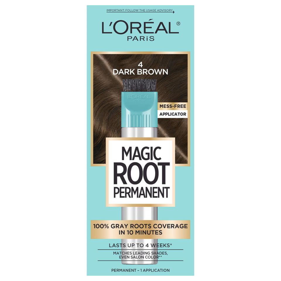 L'Oreal Paris front packaging of Magic Root Rescue showing kit benefits and shade