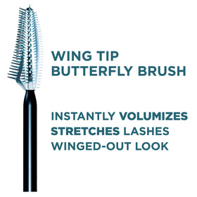 L'Oreal Paris mascara applied on lashes showing winged, stretched lash effect