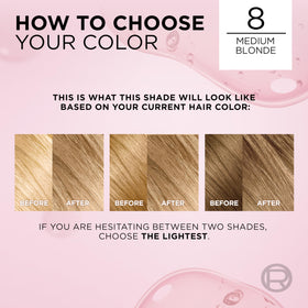 L'Oreal Paris medium blonde swatch illustrating true-to-tone color outcome