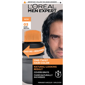 L'Oreal Paris front packaging showing product and benefit of quick gray coverage