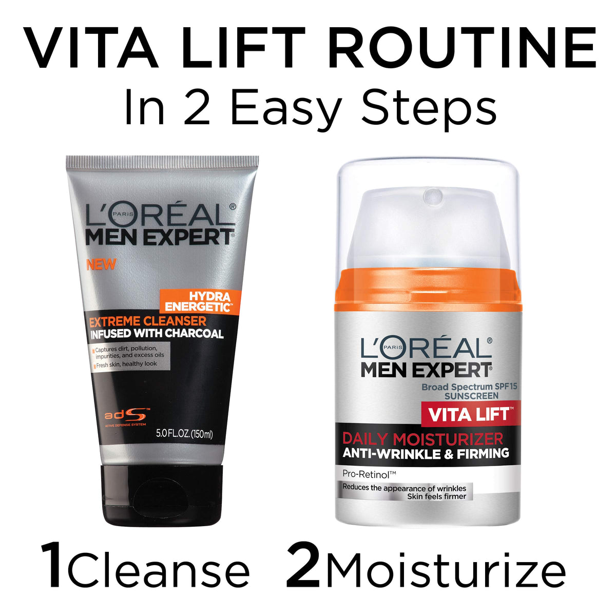 L'Oreal Paris Men Expert on bathroom counter illustrating daily grooming routine convenience