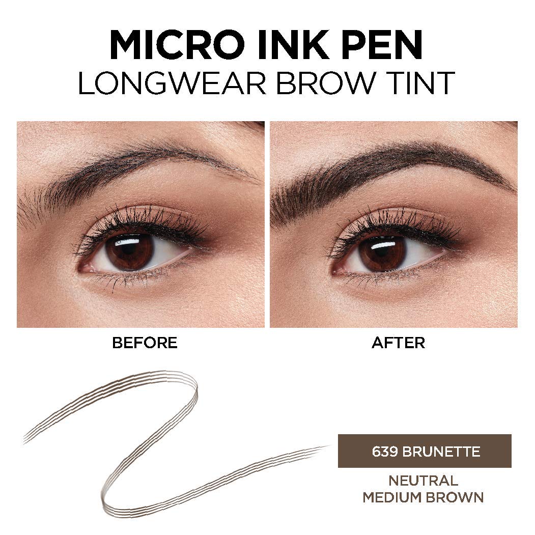 L'Oreal Paris Micro Ink Pen held during brow application for easy, precise control