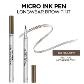 L'Oreal Paris Micro Ink Pen comb tip close-up showing precision for hair-like strokes