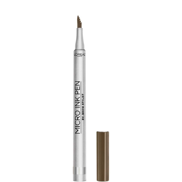 L'Oreal Paris Micro Ink Pen front packaging showing Brunette shade and benefits