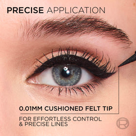 Close-up of L'Oreal Paris micro-tip highlighting fine control for detailed eyeliner looks