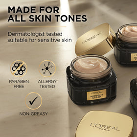 L'Oreal Paris jar on bathroom shelf suggesting evening skincare routine