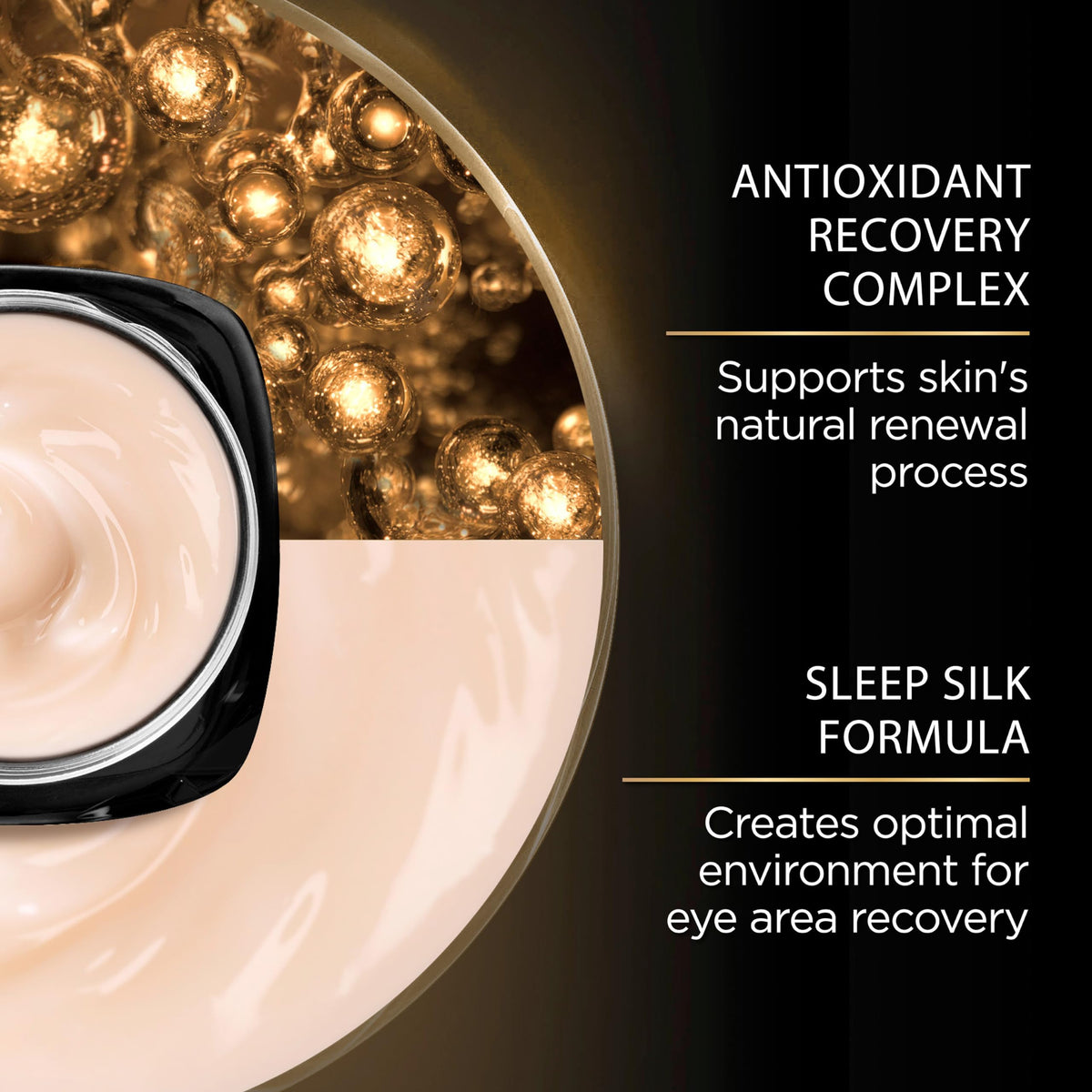 L'Oreal Paris applying eye cream at night to demonstrate soothing application