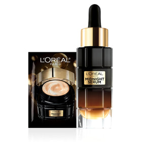 L'Oreal Paris bottle front view showing elegant design and luxury benefit