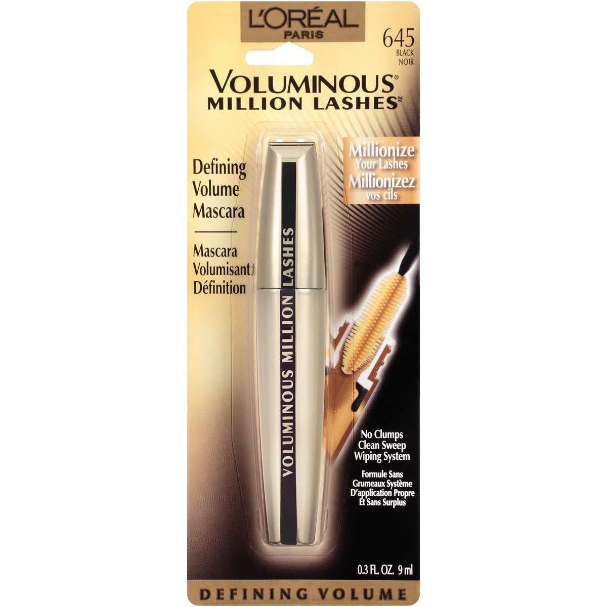 L'Oreal Paris mascara beside a coin to show compact size and travel-friendly convenience