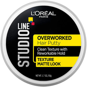 L'Oreal Paris front jar view showing compact travel-friendly styling putty