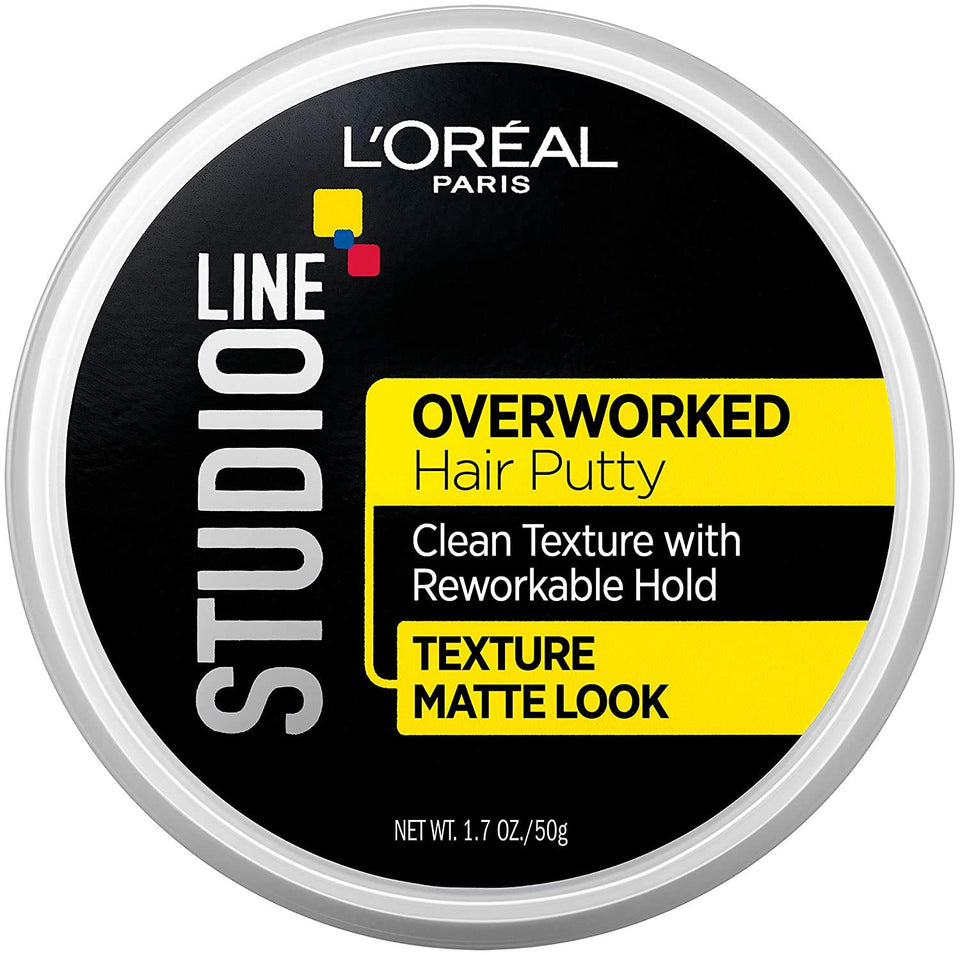L'Oreal Paris front jar view showing compact travel-friendly styling putty