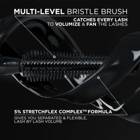 L'Oreal Paris Panorama brush angled toward inner corner reaching short lashes precisely