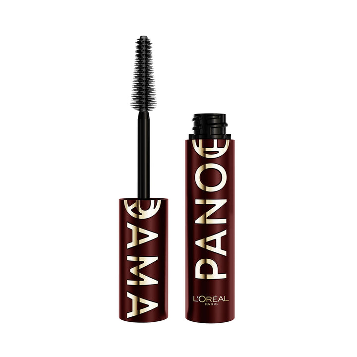 L'Oreal Paris mascara front packaging showing burgundy shade and benefit